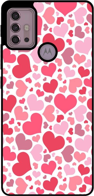 Smartphonica Telefoonhoesje Geschikt voor Motorola Moto G20 / G30 met Hartjes Print - Hearts Design TPU Backcover Case - Kinder Hoesje met Hartjes Design geschikt voor Motorola Moto G20;Motorola Moto G30