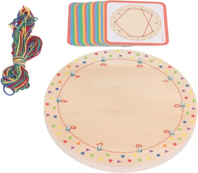 Houten Geoboard - Creatief Bord - Intellectuele Ontwikkeling - Stimuleert Verbeelding - 22.2 x 22.2 cm - Natuurlijk Hout