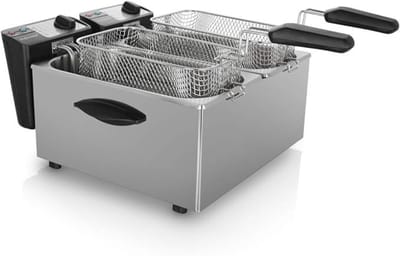 MMP® Frituurpan dubbel - Frituurpan - Zilver - ‎33cm x 29cm x 29cm