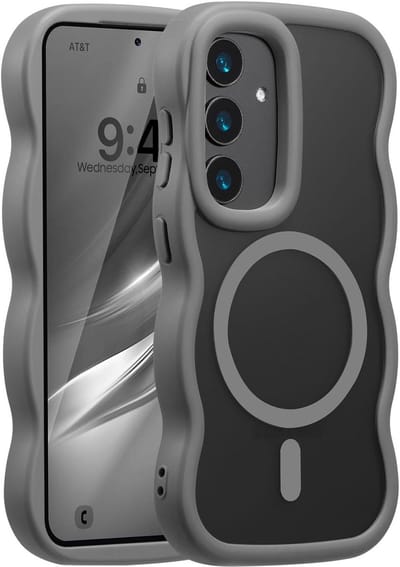 YPCd MagSafe Hoesje Geschikt voor Samsung Galaxy S25 – Shockproof TPU – Curly Wave Backcover – Anti-Slip – Zwart