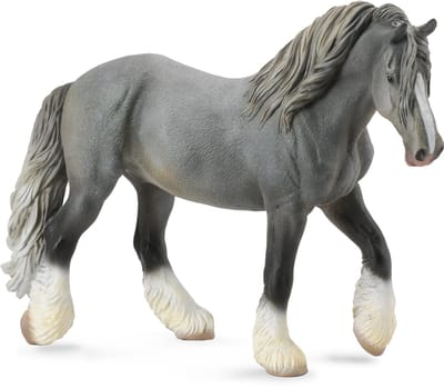 COLLECTA Figurine - Shire Horse Merrie Grijs - (Xl) - Paarden - Handgeschilderd - Miniatuur