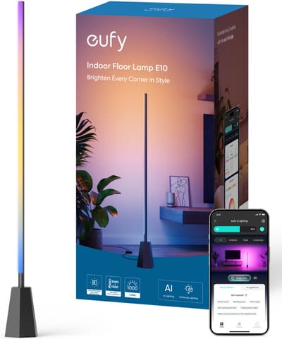 eufy Binnenverlichting Vloerlamp E10 - Floor Lamp - Slimme RGBWW LED-vloerlamp - 1.700 lumen helderheid - AI-gestuurde lichteffecten - Compatibel met Alexa en Google Assistant