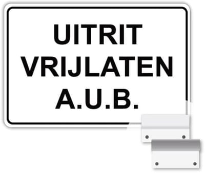 Bord Uitrit Vrijlaten - Weerbestendig Aluminium - 40x60 cm - Bevestiging: Met muur-/ wandmontage beugels