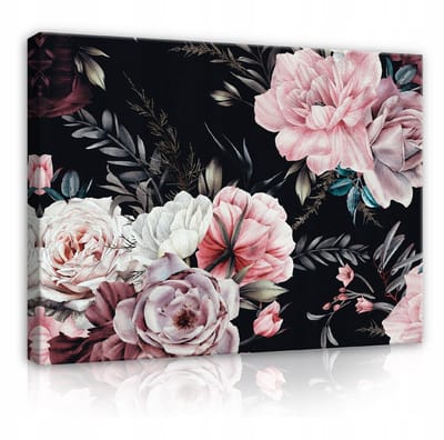 WALLARENA - Canvas schilderij - 100x70 cm - Schilderij van bloemen, pioenrozen en rozen voor in de woonkamer