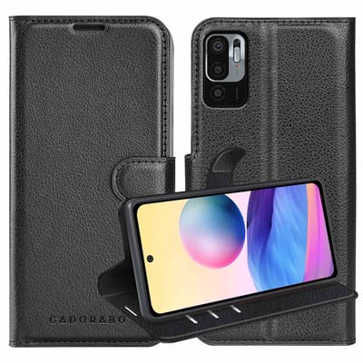 Cadorabo Hoesje geschikt voor Xiaomi RedMi NOTE 10 5G / POCO M3 PRO 5G in PHANTOM ZWART - Beschermhoes met magnetische sluiting, standfunctie en kaartvakje Book Case Cover Etui