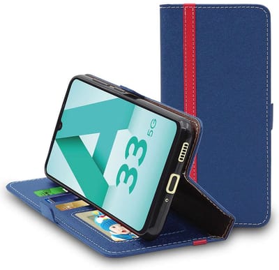 ebestStar - Hoes geschikt voor Samsung Galaxy A33 5G SM-A336, Wallet Etui, Book case hoesje, Donkerblauw, Rood