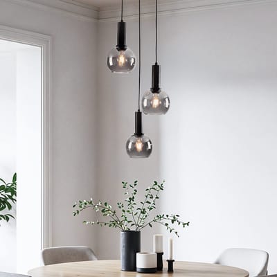 LumenXL Zwarte hanglamp - smoke glas, 3-lichts - Imme