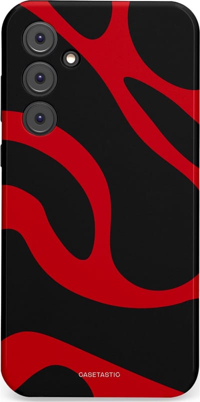 Casetastic hoesje geschikt voor Samsung Galaxy A35 - Dubbellaagse bescherming - Vurige Zwarte Lava Stroom - Fashion Case - Zwart Rood