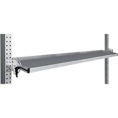 Manuflex kantelbare opbergconsole, voor de serie Universal of Profi, bruikbare diepte 195 mm, voor tafelbreedte 1750 mm, aluminium zilver