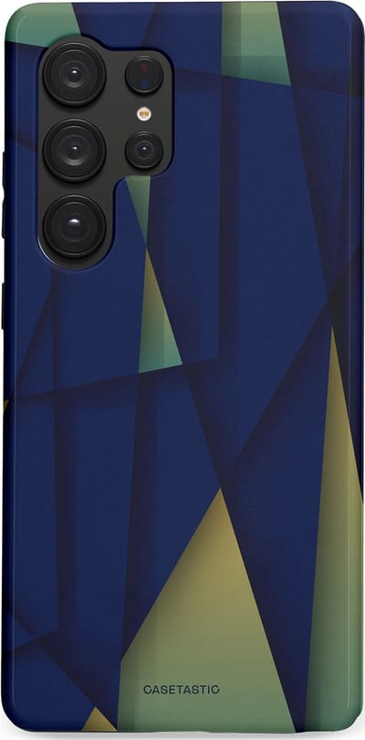 Casetastic Hoesje Geschikt voor Samsung S25 Ultra - Stijlvolle Beschermende Duo-layer Case - Blauwgroene Driehoeken
