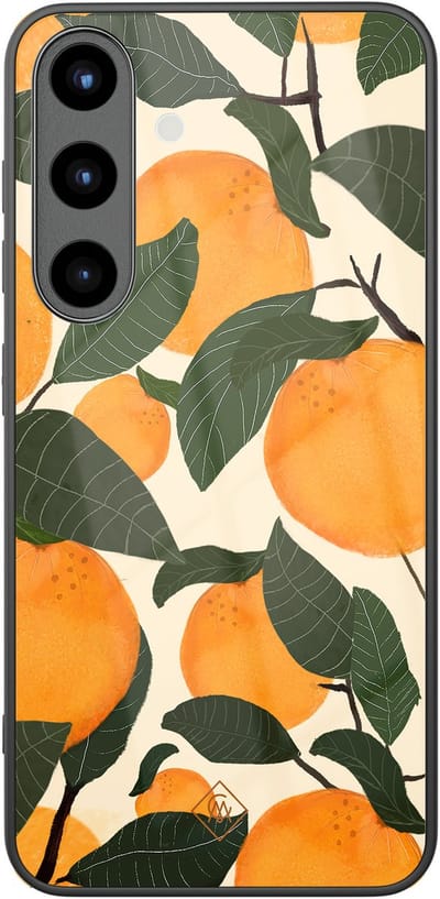 Casimoda® hoesje - Geschikt voor Samsung Galaxy S25 - Orange Garden - Luxe Hard Case Zwart - Backcover telefoonhoesje - Multi