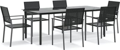 vidaXL - 7-delige - Tuinset - poly - rattan - en - staal