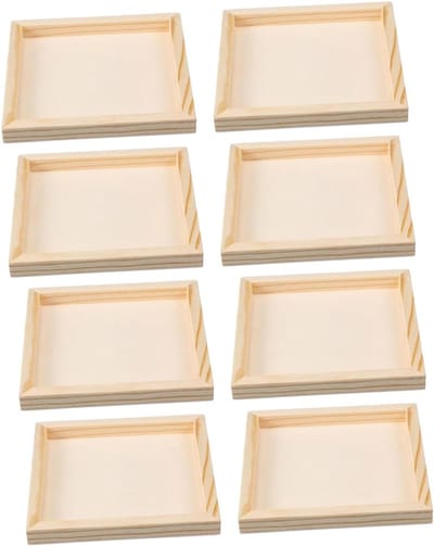 Puzzel Sorteerbak - Houten Bak - Hobby Organisatie - Stapelbaar Ontwerp - 12 x 12 cm - Beige