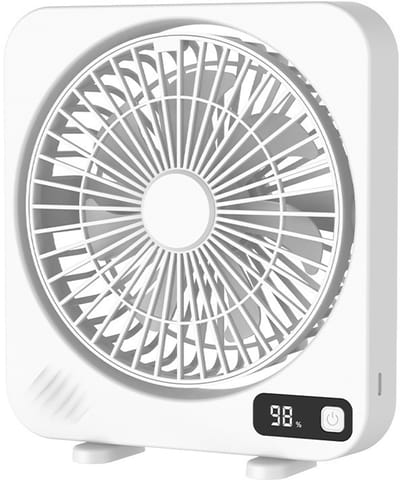VHV-Bureauventilator met LED Display - Stille Ventilator met 5 Snelheden - Krachtige Draagbare Fan met Borstelloze Motor - Oplaadbare Bureau Fan voor Slaapkamer en Kantoor - Compact Design