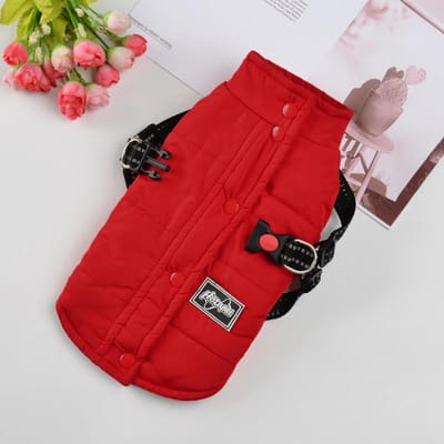 Hondenkleding Winter Warme Kleding Voor Kleine Honden Reflecterende Puppy Huisdier Hond Jas Jas Met Verstelbaar Harnas Chihuahua Kleding 10 red