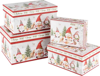 Dekoratief | Set 4 dozen rechthoek 'Friendly Gnomes', karton, 23x16x12cm | A245046