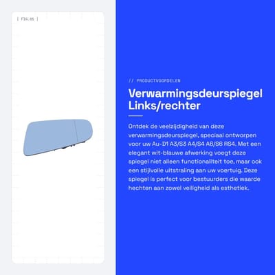 Dailygoods- Spiegelglas Witte/Blauwe Verwarmingsdeurspiegel - Links/Rechts - Compatibel met Au-D1 A3/S3 A4/S4 A6/S6 RS4 - 8E0857535E/8E0857536E - Hoogwaardige Kwaliteit - Autospiegel