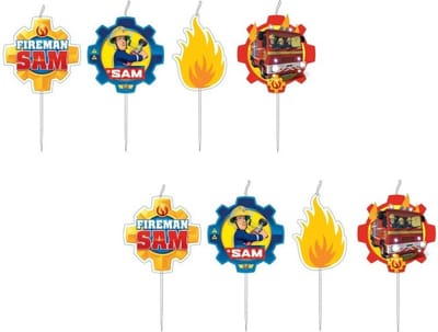 Brandweerman Sam - Taart kaarsjes - Taartkaars set - Taart versiering - Kinderfeest - Verjaardag - Themafeest - Verpakking 8 Stuks.