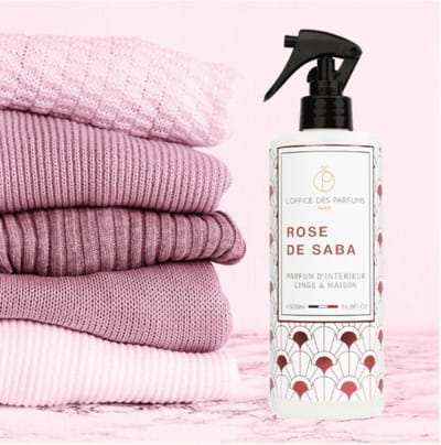 Biologische Franse Interieur Spray - Linnen spray - SABA ROOS - bessen - saffraan - roze 500ml