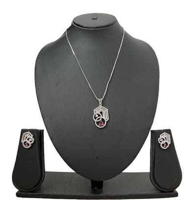 N3 Collecties Zilverkleur hanger met oorbellen voor Vrouwen-Roze