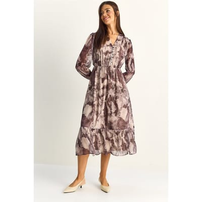 Paisley V-hals Midi Jurk