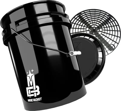 Magic Bucket 5 Gal 19 ltr wasemmer Zwart met grit en deksel! Geschikt voor alle grit guard accessoires