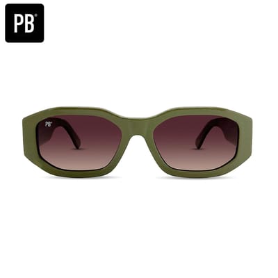 PB Sunglasses - Yves Olive - Zonnebril heren en dames - Gepolariseerd - Olijfgroen - Stevig frame van acetaat - Rechthoekige zonnebril