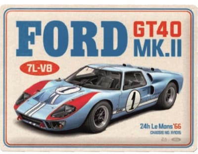 Wandbord Auto Garage - Ford - GT40 24H Le Mans 1966