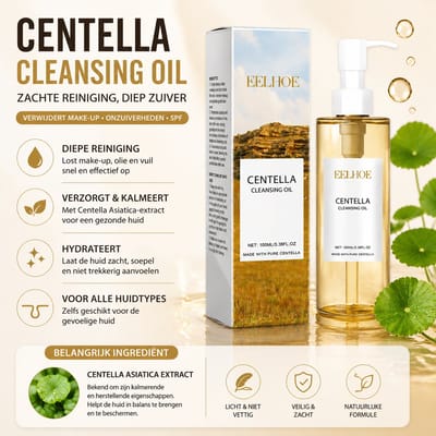 EELHOE Pro - Centella Cleansing Oil - Tegen Waterproof Make-up, Zonnescherm & Onzuiverheden - Make-up Verwijderaar, Diepe Reiniging & Hydraterend - Voor Alle Huidtypes - Verzachtend, Anti-aging & Barrière Herstel - 100ml