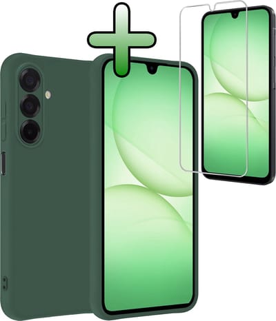 Hoesje Met Screenprotector - Geschikt voor Samsung Galaxy A17 - Sterk & Shockproof - Back Cover - Siliconen Case - Telefoon Hoes - Donkergroen