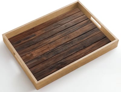 Dienblad hout 50x35 cm - Schootdienblad - Houten plankpatroon - Warmte - Natuurlijk - Borrelplank rechthoek - Plateau dienbladen