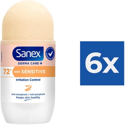 Sanex deo rol Dermo Sensitive PH balance - 50 Ml - Voordeelverpakking 6 stuks