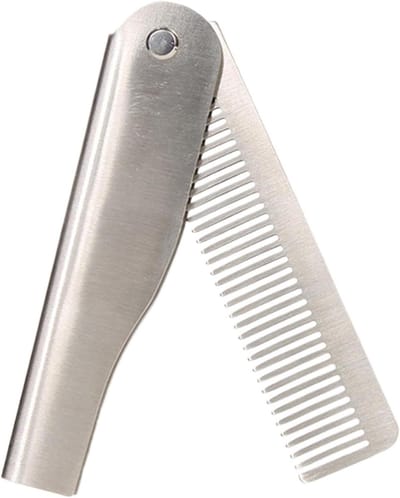 Haar- en baardkam - Zakhaarborstel Stylingkam - Dagelijkse verzorging - Opvouwbaar ontwerp - 20 x 3.2 cm - Zilver