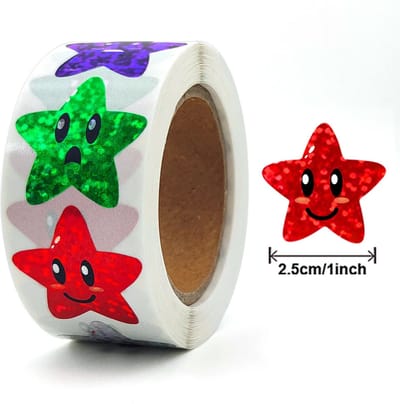 DW4Trading Stickerrol Gekleurde Gezicht Sterretjes Sluitstickers Ø 2,6 cm 500 Stuks