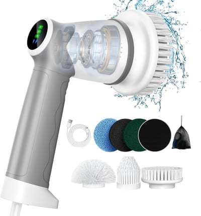 Elektrische Reinigingsborstel Handheld voor Badkamer - Led-display Spin Scrubber - 6 Borstelkoppen - Huishouden Vloer Autobanden - Type C Snel Opladen - 2 Modi Reinigingsmachine