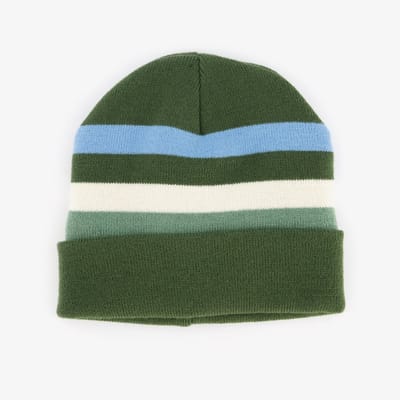 Gebreide jongens muts met teddyvoering groen blauw - 100% Acryl - Extra zacht