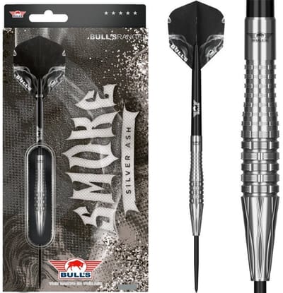 Bull's Smoke Silver Ash Steeltip Dartpijlen 90% Tungsten - Tapered Barrel - Ring Grip
