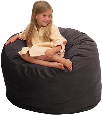 Grote Zitzak 3ft - Comfortabele Grijze Suede Lounge Stoel voor Volwassenen en Kinderen