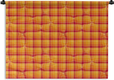 Wandkleed - Wanddoek - Oranje - Patronen - Abstract - 120x90 cm - Wandtapijt