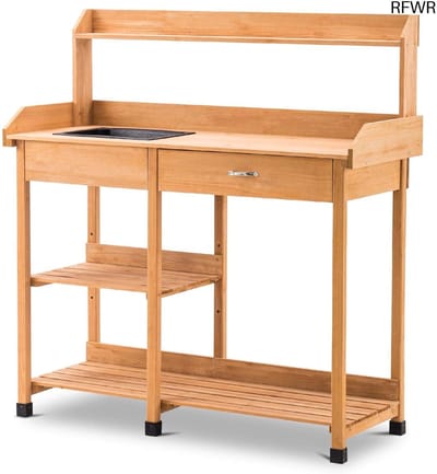 RFWR® Plantentafel met Wastafel en Lade - Weerbestendig Hout voor Buitengebruik
