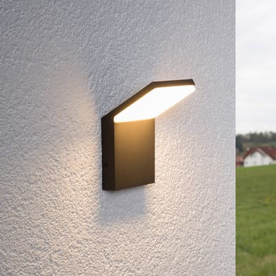 Lucande LED buiten wandlamp Nevio, 17 cm, antraciet, aluminium