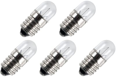 Signaallamp E10 6V 1W - 166 mAh - 5 stuks - T9 Gloeilamp Ø9mm - 23mm - 2500K - Dimbaar