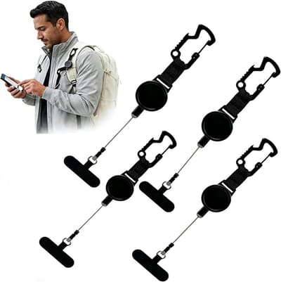 4 Stuks Uitbreidbare Anti-Diefstal Telefoonbeveiliging voor Buitenactiviteiten, Verstelbare Telefoonkabel en Verliesbestendige Telefoonriem voor Wandelen en Fietsen