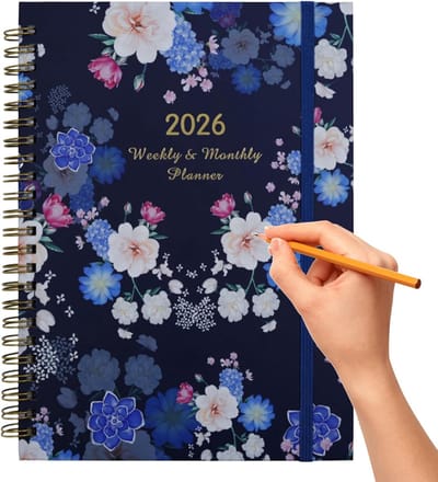 Boekplanner 2026 - Weekplanner Agenda - Dagelijkse Planning - Draagbaar Ontwerp - 21.5 x 16.5 cm - Bloemen