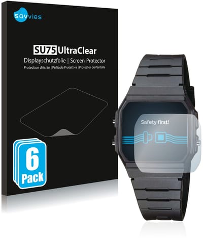 Savvies - Screenprotector voor Casio Collection Unisex F-91W - Folie Beschermfolie transparant 6 Stuks