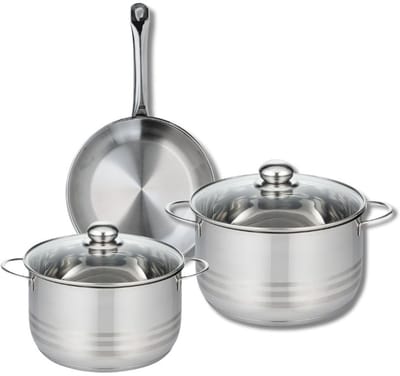 Set van 1 Koekenpan 24 cm en 2 kookpotten 20 en 24 cm Elo Profi Brillant