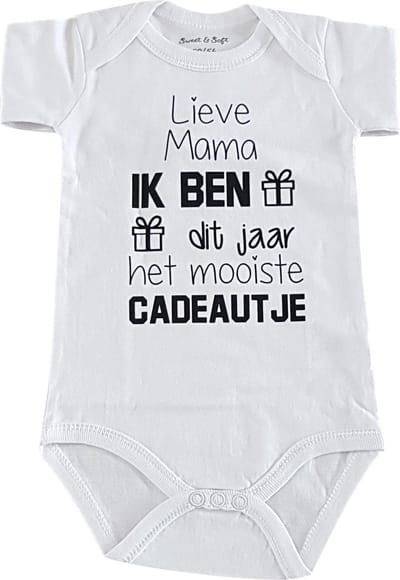 Baby rompertje met tekst | Lieve Mama ik ben het mooiste cadeautje |korte mouw | maat 62-68 | aankondiging bekendmaking zwangerschap voor de liefste aanstaande je geweldig bent gaat worden ontmoeten Valentijn