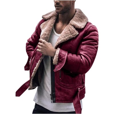 Heren Jas met Geïntegreerde Vacht Imitatieleer Jas 3XL gray