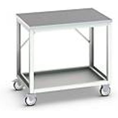 Bott verso verrijdbare werkbank, linoleumblad, 1 plank, met kruisschoorset, B 1000 x D 800 x H 930 mm, RAL 7035 lichtgrijs