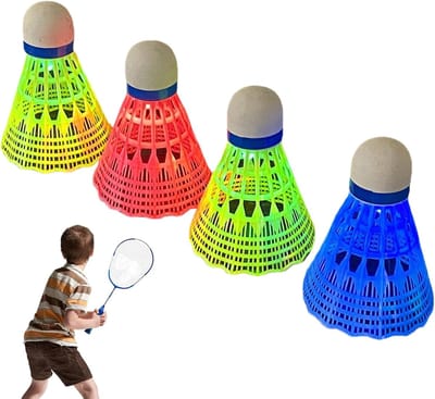 Verlichte Shuttlecocks - Badminton Ballen - Avond Training - Stevig Nylon Materiaal - 23cm Lengte - Wit
